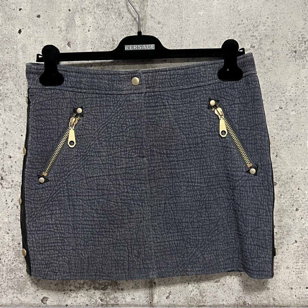 𝅺REBECCA Minkoff Crinkled Worn Skirt with Lamb Leather